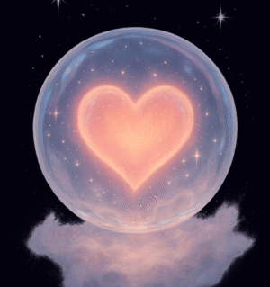 Love Insight Reading - Abstract romantic tarot scene with glowing heart, floating cards, and mystical energy representing a love insight reading