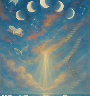 Abstract dreamscape with glowing symbols, portal, and cosmic elements representing a spiritual dream interpretation
