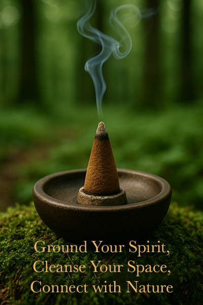 Forest Grounding Incense Cones by HEM Box of Forest Grounding Incense Cones by HEM on a black desk with handwritten notes