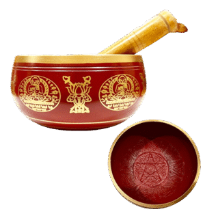 Red Brass Singing Bowl Root Chakra Healing Bowl – 12 cm with Wooden Stick