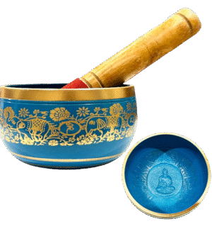 Blue Brass Singing Bowl – Throat Chakra Healing Bowl – 14 cm – Assorted Designs