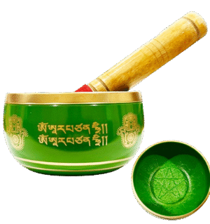 Green Brass Singing Bowl – Heart Chakra Healing Bowl – 14 cm – Assorted Designs