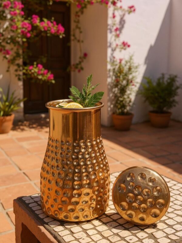 Sugar Pot Style Copper Jug with Lid Used as a Cup – 900ML