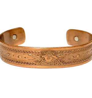 All Seeing Eye Copper Bracelet with Moon Phases and Magnetic Healing