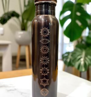 Chakra Copper Water Bottle – 950ML Handcrafted Pure Copper with Seven Chakra Symbols
