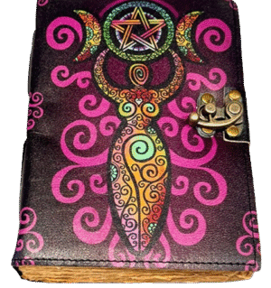 Celestial Goddess pentagram leather diary – 13 x 18 cm