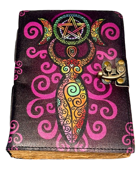 Celestial Goddess pentagram leather diary – 13 x 18 cm