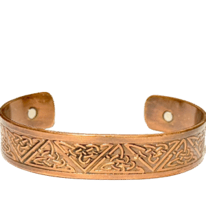 Celtic Knot Copper Bracelet with Healing Magnets and Etched Pattern