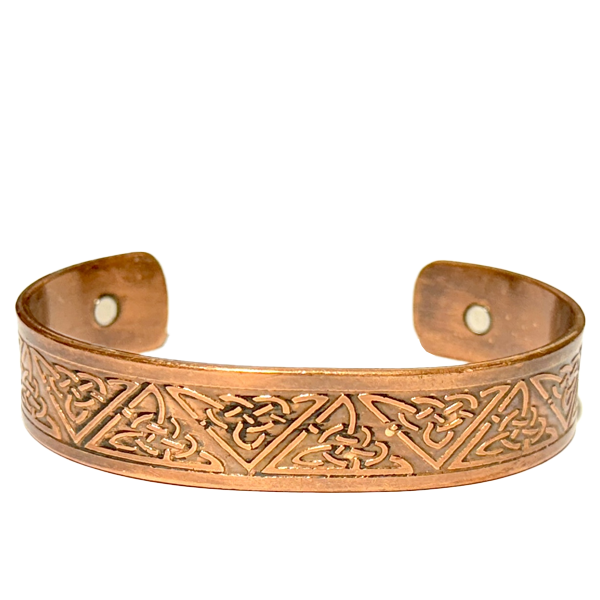 Celtic Knot Copper Bracelet with Healing Magnets and Etched Pattern