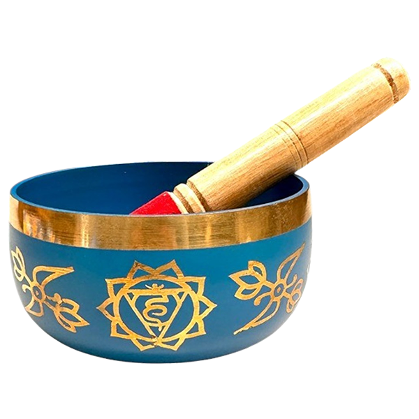 Blue Brass 7 Chakra Singing Bowl – Throat Chakra Healing Bowl – 12 cm – Assorted Designs