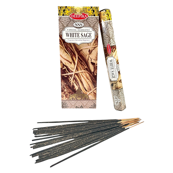 Deepika White Sage Incense Sticks – SSS Special Agarbatti 6 Packets of 20 Sticks