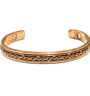 Braided Magnetic Copper Bracelet with dual magnets and intricate chain detailing