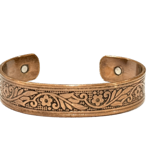 Floral Engraved Magnetic Copper Bracelet for Pain Relief