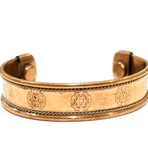 Sacred Geometry Copper Bracelet with Etched Symbols and Magnetic Therapy