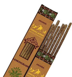 Lemongrass Smudge Incense – Ananda All Natural Hand Rolled – 6 Thick Himalayan Masala Sticks
