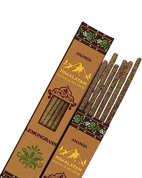 Lemongrass Smudge Incense – Ananda All Natural Hand Rolled – 6 Thick Himalayan Masala Sticks