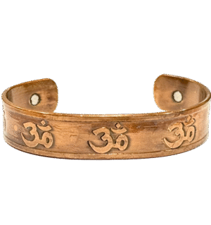 Om Healing Copper Bracelet with Etched Symbols and Magnetic Ends