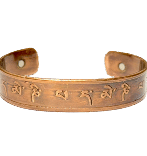Om Mani Padme Hum Copper Bracelet with Tibetan Script and Magnetic Healing