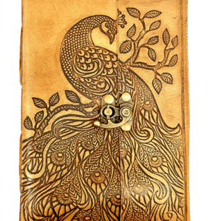 Peacock leather diary with latch closure – 13 x 18 cm