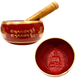 Red Brass Singing Bowl Root Chakra – With Wooden Stick