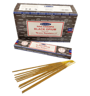 Satya Nag Champa Black Opium Incense Sticks – 15g Hand-Rolled