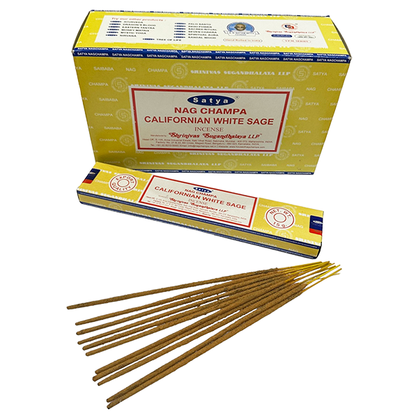 Satya Nag Champa Californian White Sage Incense Sticks – 15g Hand-Rolled