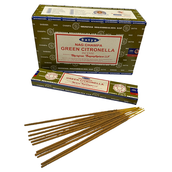 Satya Nag Champa Green Citronella Incense Sticks – 15g Pack