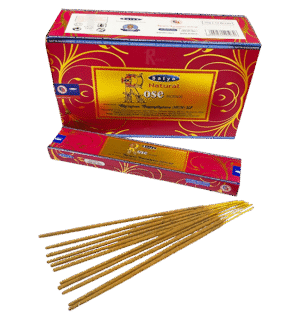 Satya Natural Rose Incense Sticks – 15g Hand-Rolled Image Title: