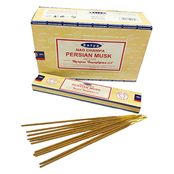 Satya Nag Champa Persian Musk Incense Sticks – 15g Hand-Rolled