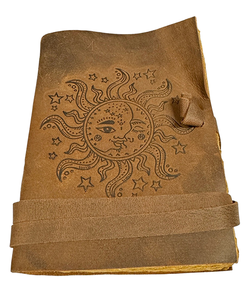 Sun Print Rope Tie Leather Diary - 13 x 18 cm