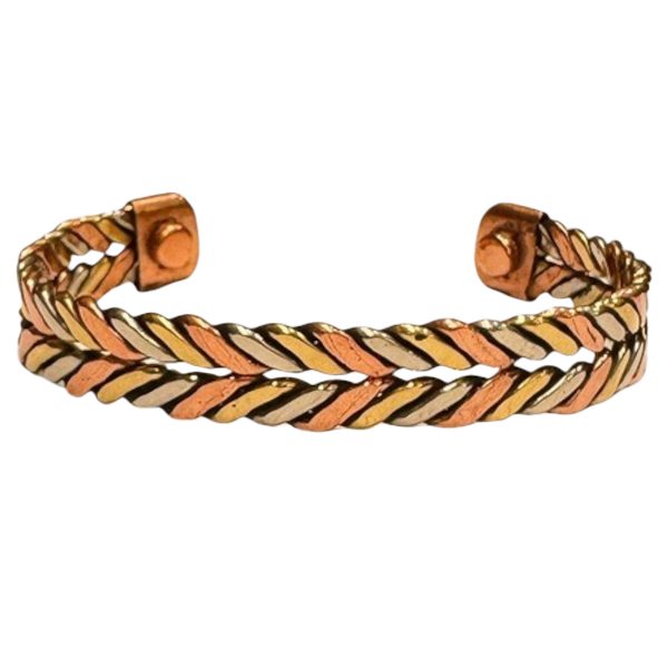 Braided Tri Metal Copper Healing Bracelet with Magnets