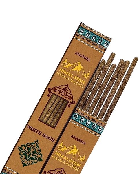 White Sage Smudge Incense – Ananda All Natural Hand Rolled – 6 Thick Himalayan Masala Sticks