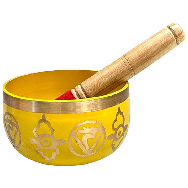 Yellow Brass 7 Chakra Singing Bowl – Solar Plexus Chakra Healing Bowl – 12 cm – Assorted Designs