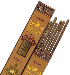 Copal Smudge Incense – Ananda All Natural Hand Rolled – 6 Thick Himalayan Masala Sticks