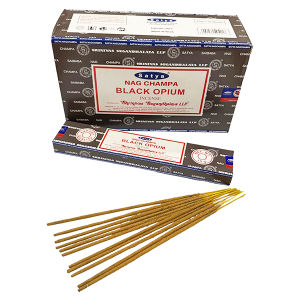Satya Nag Champa Black Opium Incense Sticks – 15g Hand-Rolled